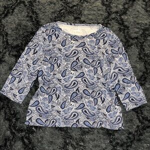 Kim Rogers Navy and White Paisley Blouse